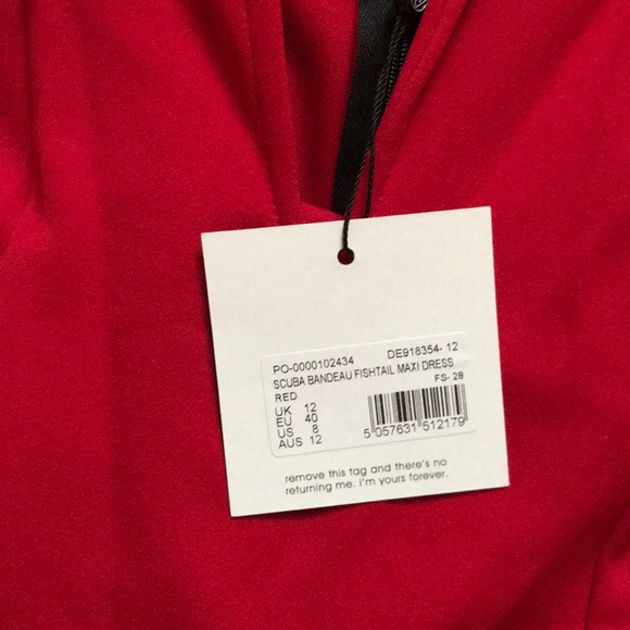 MISSGUIDED Red Bandeau Maxi dress Size 8 - Picture 7 of 7